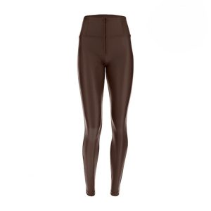 SKINNY-TALLE ALTO-  PIEL ZIPPER- MARRÓN