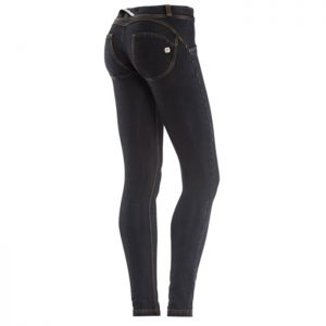 SKINNY-TALLE BAJO-EFECTO DENIM-LAVADO OSCURO-NEGRO
