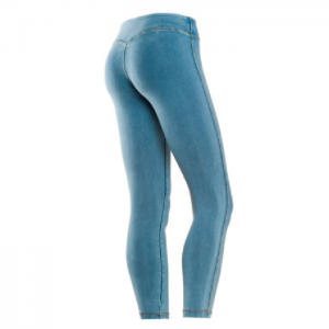 LEGGINGS- (7/8) ANKLE - TALLE BAJO- EFECTO DENIM- LAVADO CLARO- AZUL