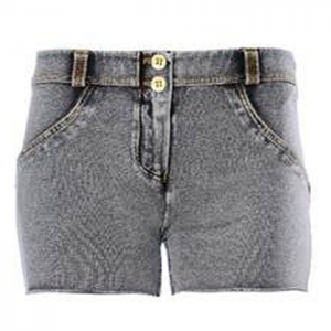 SHORTS-TALLE BAJO - EFECTO DENIM - LAVADO CLARO- GRIS
