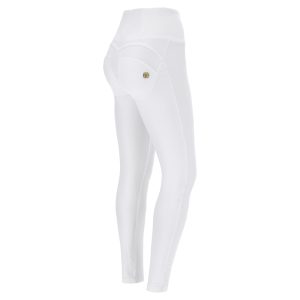 SKINNY-TALLE ALTO-  PIEL ZIPPER- BLANCO