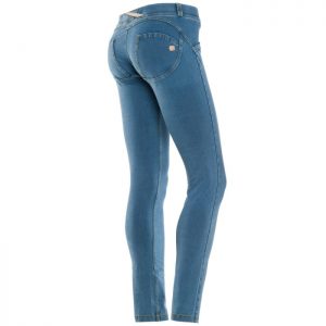SKINNY-TALLE BAJO-EFECTO DENIM-LAVADO CLARO-AZUL