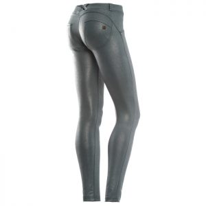 SKINNY-TALLE BAJO-EFECTO CUERO PITÓN-VERDE OSCURO