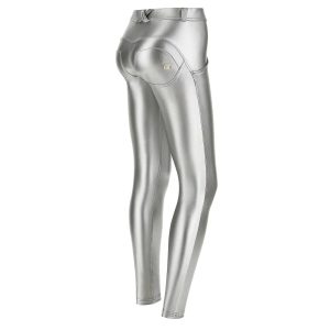 SUPER SKINNY- TALLE REGULAR - PIEL METALIZADO - PLATA