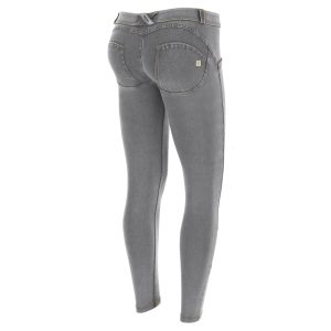 (7/8) ANKLE-TALLE BAJO – EFECTO DENIM - LAVADO CLARO -GRIS