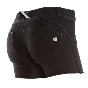SHORTS-TALLE BAJO - EFECTO DENIM - LAVADO OSCURO-NEGRO