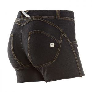 SHORTS-TALLE BAJO - EFECTO DENIM - LAVADO OSCURO-NEGRO