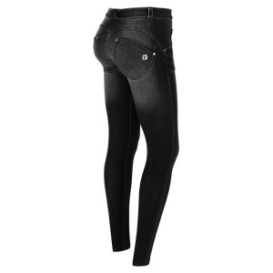 SKINNY-TALLE REGULAR-  DENIM OSCURO DESLAVADO-NEGRO